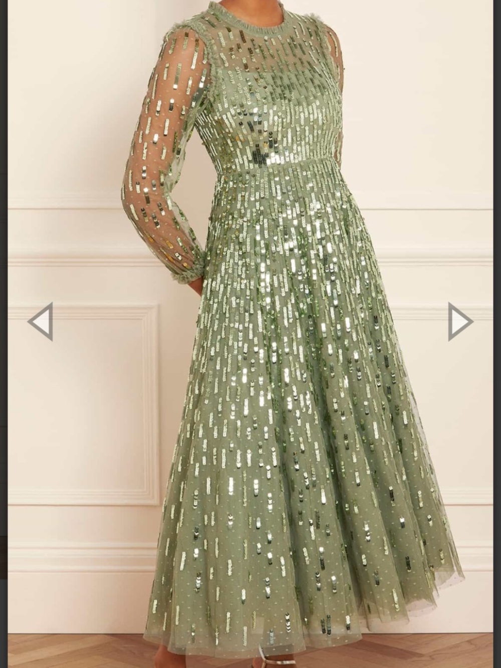 Needle & Thread Sequin Dash Long Sleeve Ankle Gown